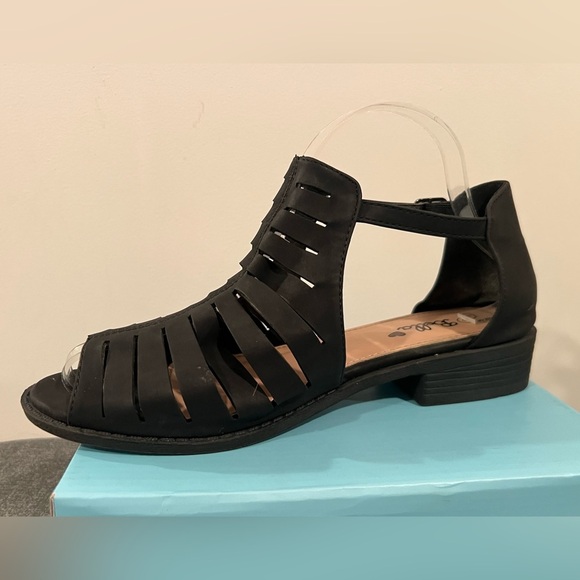 BELLA Black suede Women's block heel Sandals/size 8 - Picture 3 of 16